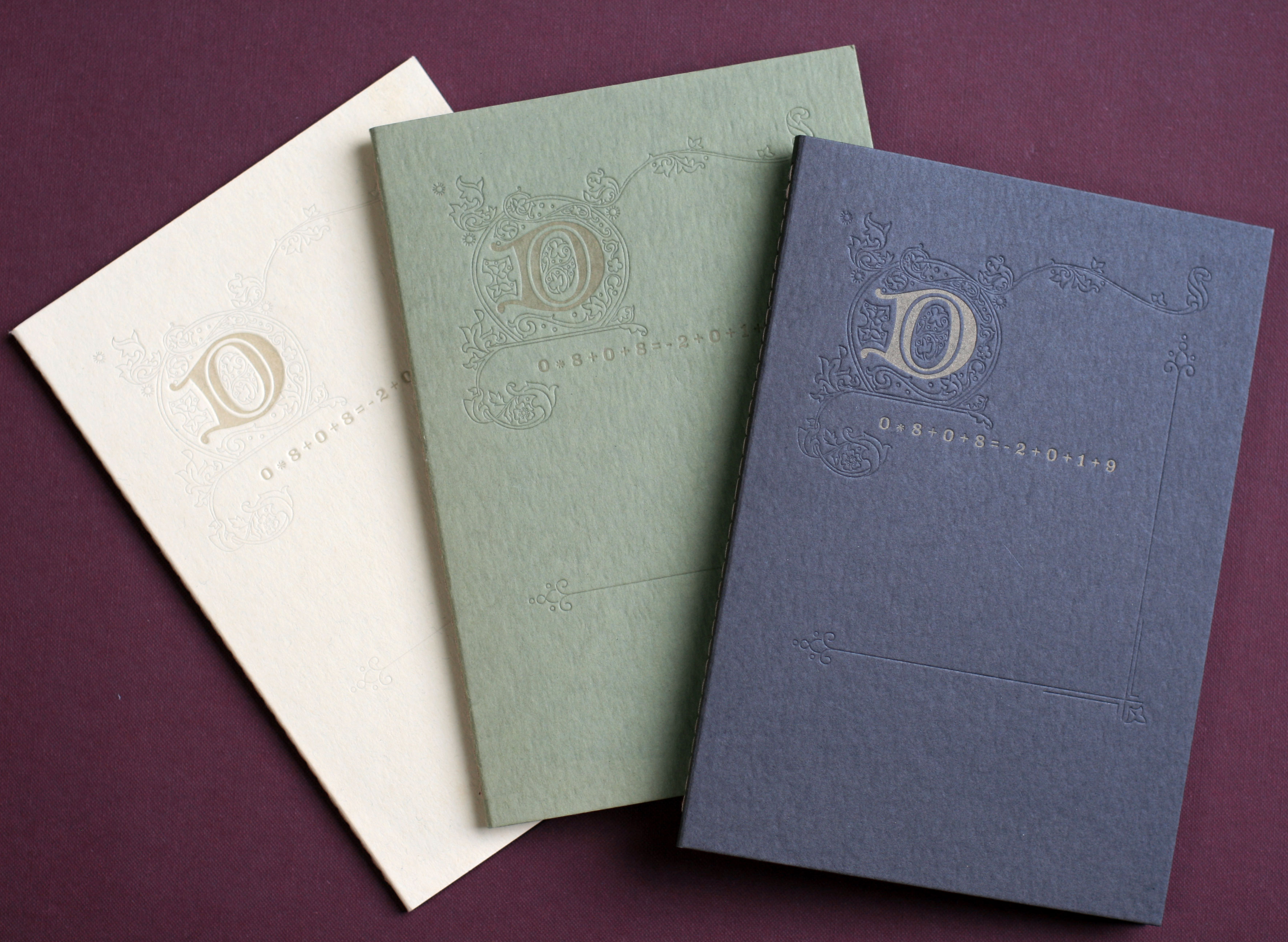 Personalised Notebooks - Opaque white letterpress and Wild Green and Brown